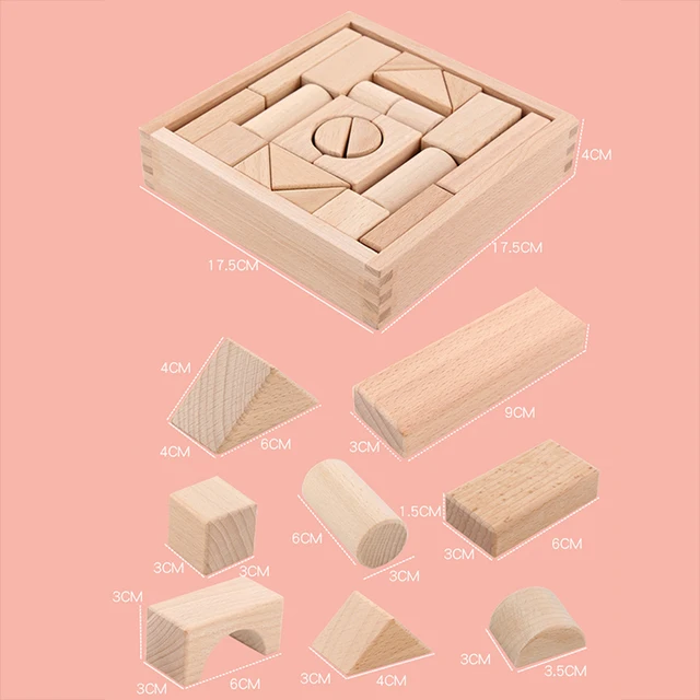 Montessori Wooden Building Block Set Kids Toys 22 PCS Wood Castle Blocks Stacking Game Construction Toys For Boys Girls Gift Hot 6