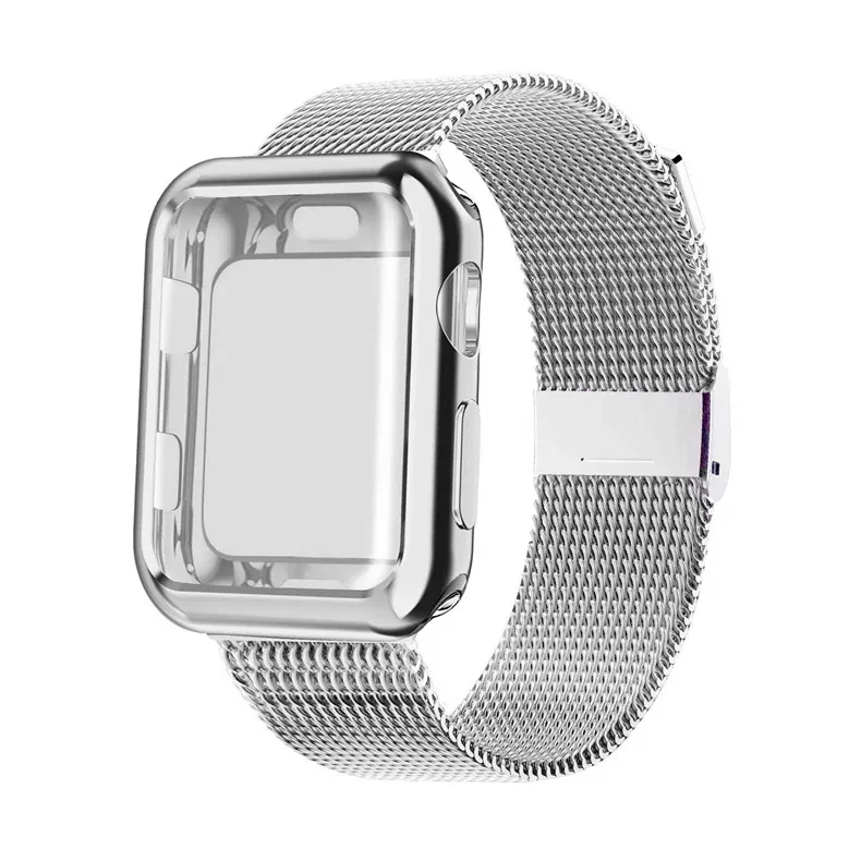 Чехол+ ремешок для apple Watch 4 band Mlianese Loop band 42 мм 38 мм iwatch series 5 4 3 2 1 band 44 мм 40 мм correa pulseira bracelet - Цвет ремешка: silver