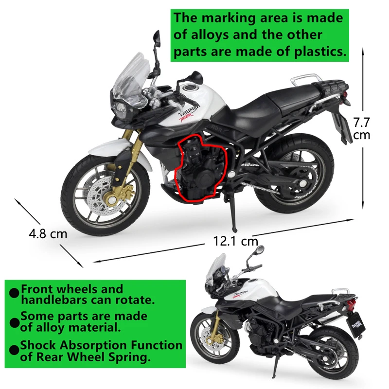 WELLY 1:18 TRIUMPH Tiger 800 Коллекционная модель мотоцикла из сплава игрушка для детей