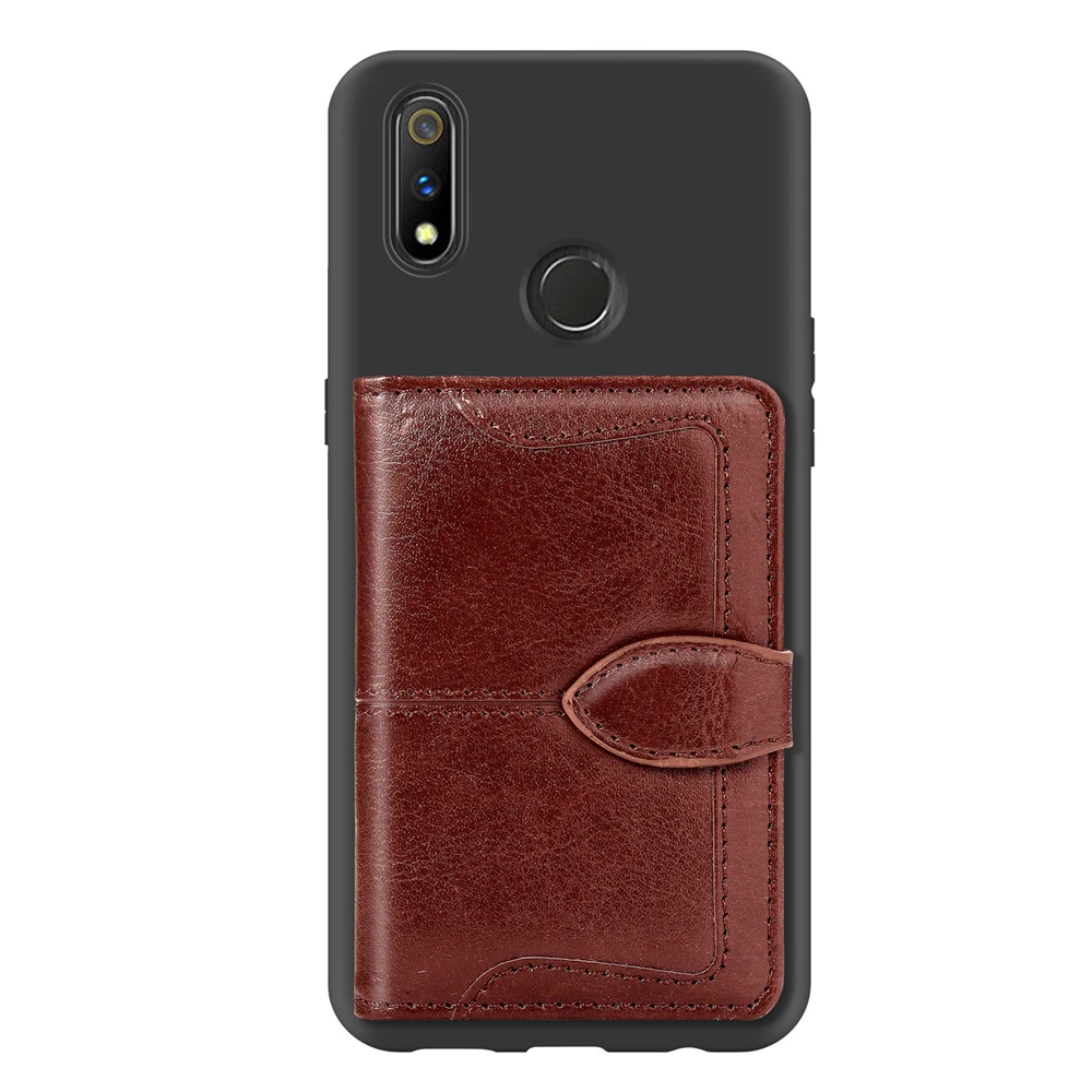 Чехол для Oppo Realme 3 Pro в стиле ретро Многофункциональный ТПУ + кожаный чехол