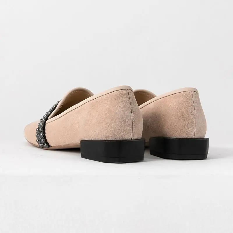 ALLBITEFO/fasahion заклепки натуральная кожа с квадратным носком на низком каблуке для офиса женские туфли, удобные женские туфли, обувь на Женская обувь на высоком каблуке