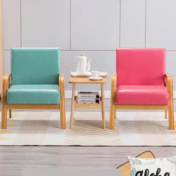 

Japanese Ins Small Family Four Foot Solid Wood Chair Leisure Single Double Economic Living Room Nordic Simple Sofa Chair