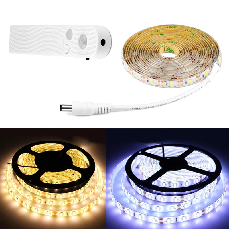 Wireless Motion Sensor LED Strip Night Light Led Strip Battery Power Under Bed Closet Wardrobe Cabinet Stairs luces led strip