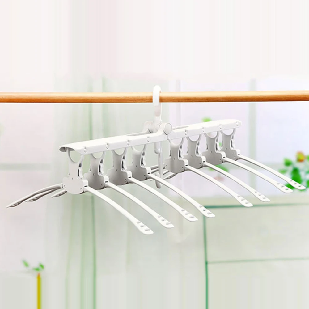 Clothes Hanger Folding Retractable Closet Storage Organizer 360° Swivel Hook