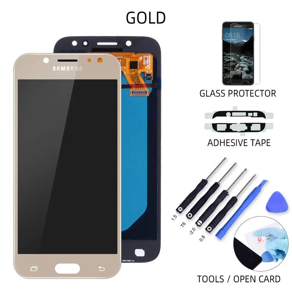 5.2" AMOLED Дисплей для SAMSUNG Galaxy J5 LCD J530 Дисплей в сборе с тачскрином J530F черный белый золотой - Цвет: Gold