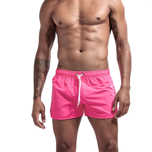 Модные летние мужские s доска для плавания короткие De Bain Homme пляжные шорты для плавания мужские быстросохнущие купальник для Серфинга плавки - Цвет: Rose red