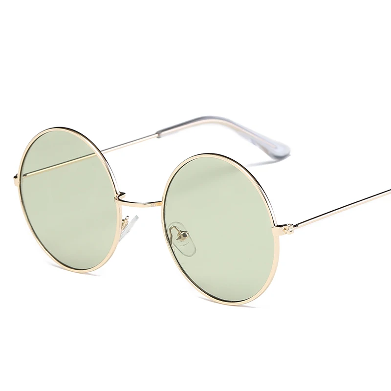 Классические металлические круглые красные Солнцезащитные очки женские многоцветные очки дизайнерские брендовые трендовые очки для взрослых - Цвет линз: GOLD GREEN