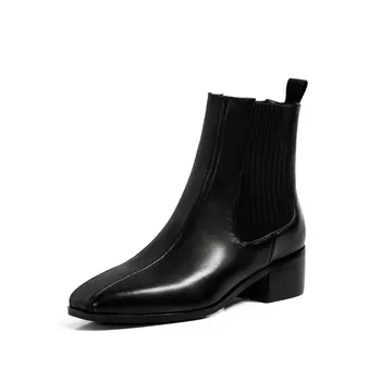 

SKLFGXZY Ankle boots Female boots Genuine leather black Women's boots Autumn and winter Women's shoes Size 34-40