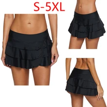 Женские плавки бикини, юбка для плавания, встроенные короткие плавки, одноцветные плавки, плавки, нижняя часть танкини