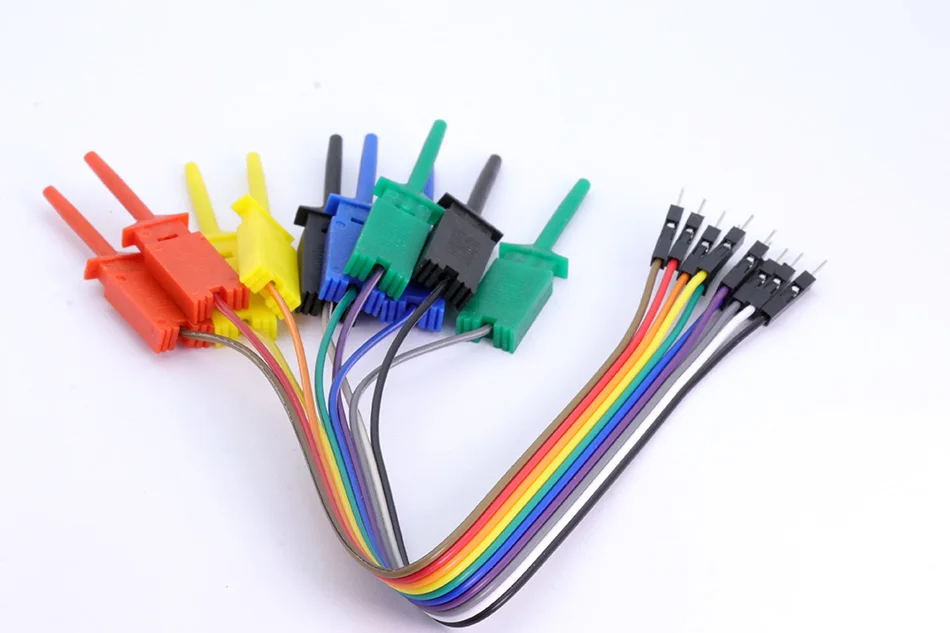 50 комплектов 25 см 10PIN крюк клип комплект шлангов, высокая эффективность, 5 цветов, логический анализатор кабельный захват зонд тест