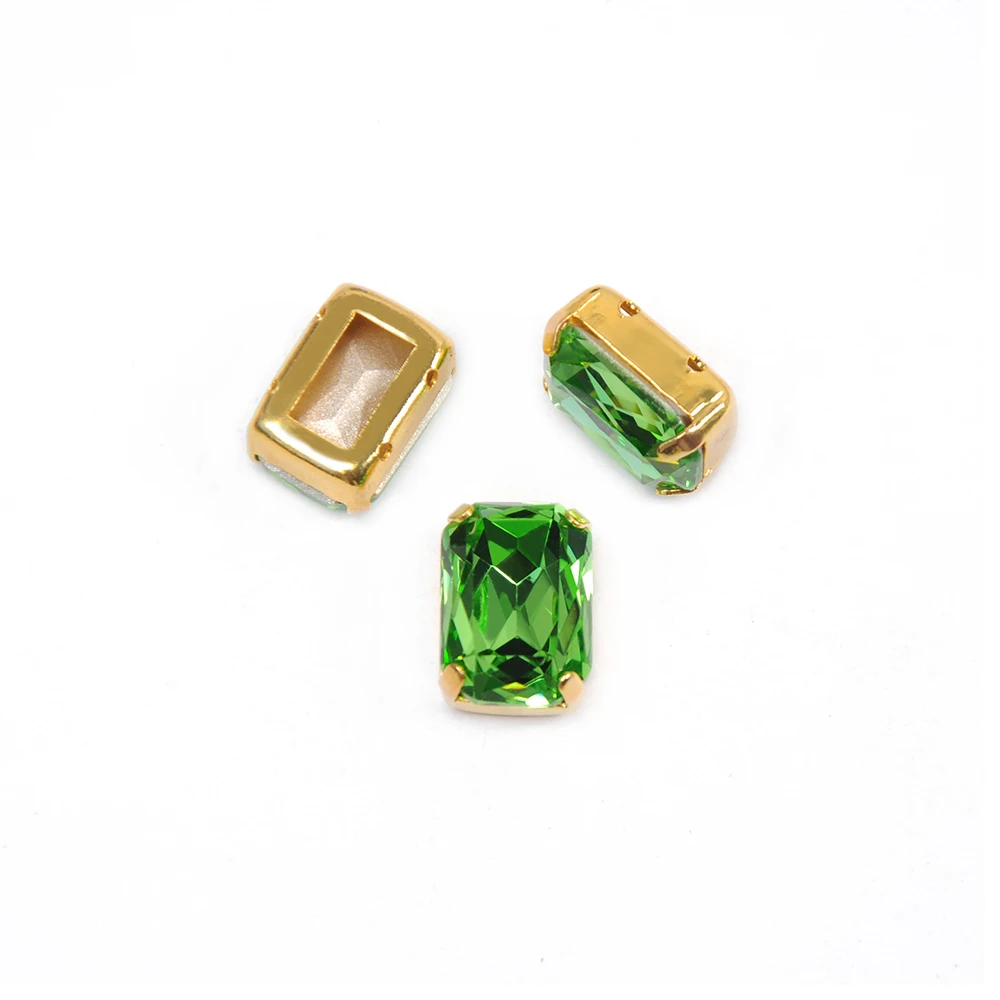 Stone With Gold Перидот Стразы кристалл прямоугольник восьмиугольная форма Кристалл Стекло Необычные камни пришить Стразы для Diy ювелирных изделий платье - Цвет: Stone With Gold