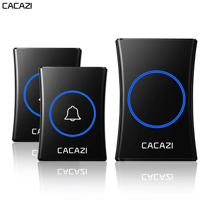 

CACAZI Intelligent Home Wireless Doorbell Waterproof 300M Remote Battery US EU UK Plug Call Ring Bell 1 2 Button 1 2 3 Receiver