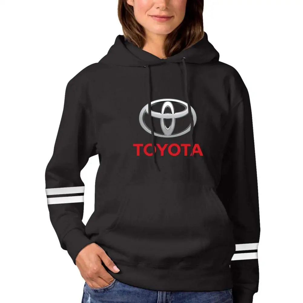 TSDFCWomens Hoodie T-oyota Car Logo Cool Long Sleeve Fleece Pullover Hoody Sweatshirt Black |