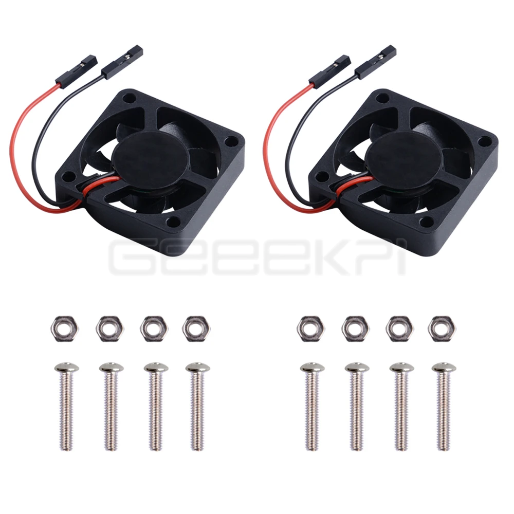 Raspberry Pi Cooler GeeekPi LED Cooler 1 Set 2 Pack 40*40*10 Transparent/Black Cooling Fan 4010 Blue Light RGB For Raspberry Pi 4B/3B+/3