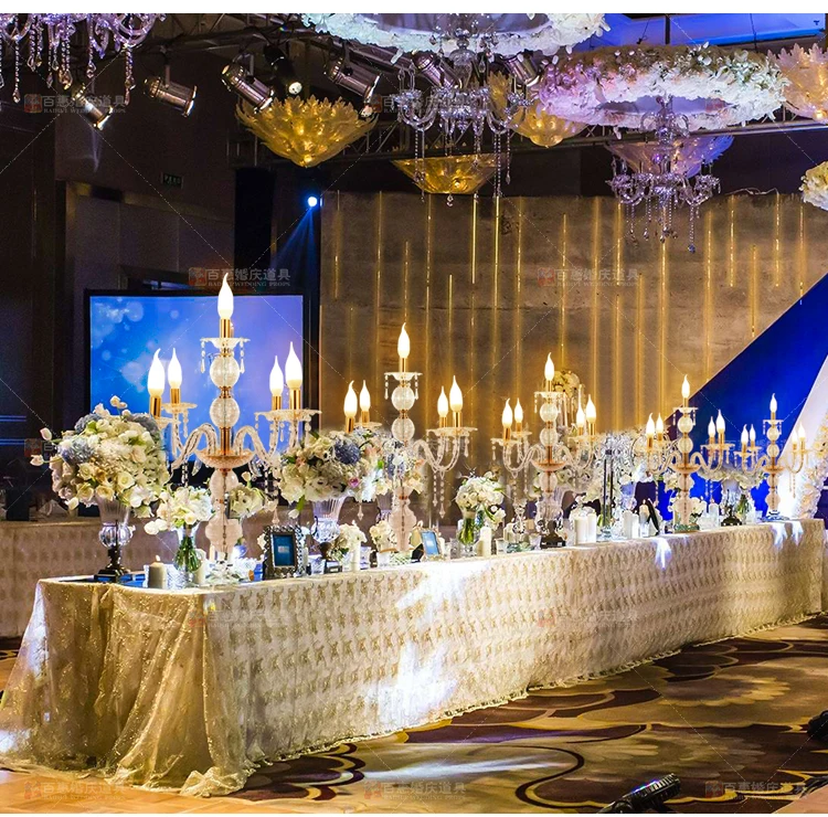

55CM to 150cm Tall Upscal Table Centerpiece Acrylic Crystal Wedding Candelabras Candle Holder Wedding Aisle Road Leads Props
