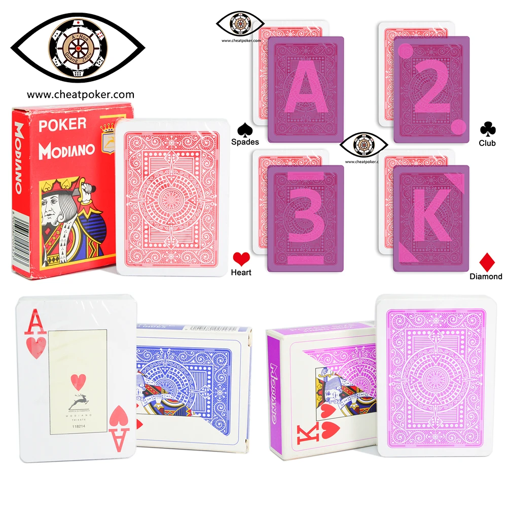 

marked cards, magic marked cheating playing cards for Infrared lenses, MODIANO luminous perspective mark plastic cheat poker