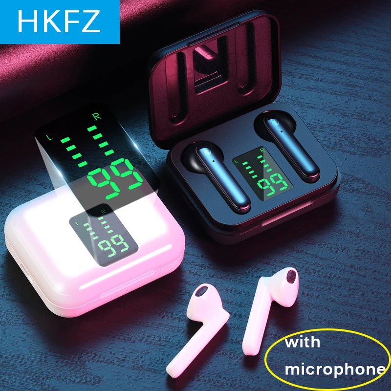 HKFZ TWS Bluetooth Earphone 5 0 True Wireless Earbuds Stereo Headphones For Xiaomi Handsfree In Ear Phone Sport Headset