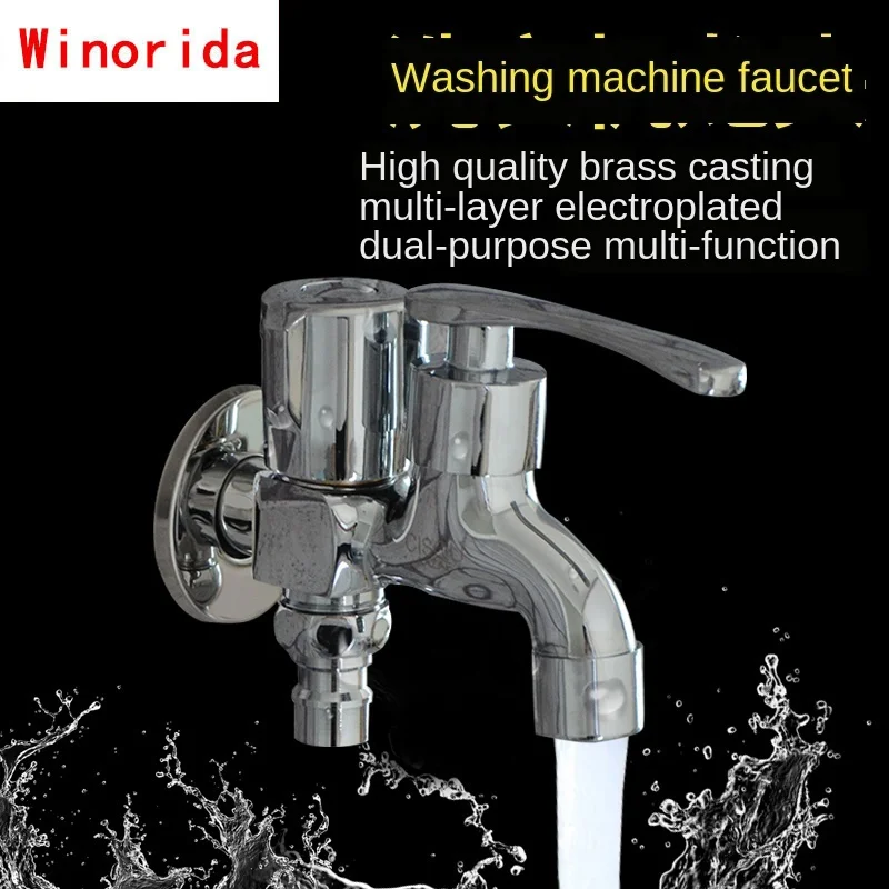 

Water-tap Dual-use Washing Machine Faucet Mop Pool One In and Two Out Multifunctional Single Cold Water Nozzle