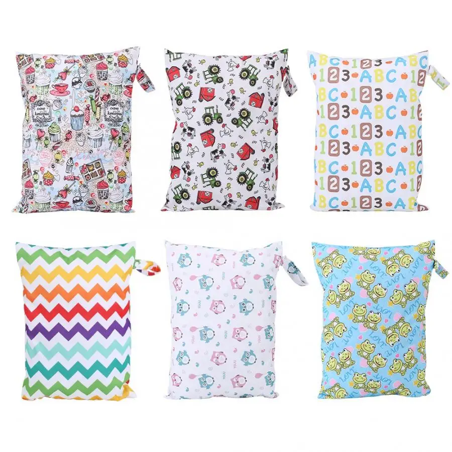 

30x40cm Reusable Nursing Pads Single Zippers Sanitary Pads Washable Wet Bags Nappy Bags Printed Waterproof Wetbag Diaper Bags
