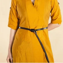 Qimian тонкий воловья кожа женский кожаный пояс коричневый черный пояс для женщин платье ремень Пояс