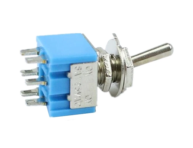 10 шт. миниатюрный тумблер двухполюсный двойной Throw DPDT(MTS202) ON-ON 120VAC 6A 1/4 дюймов монтажный MTS-202