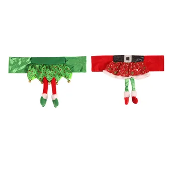 

Christmas Chair Covers Set of 2, Elf Xmas Chair Covers Chair Back Cover Dining Room Xmas Holiday Party Decor,Red & Green