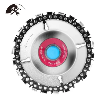 

4 Inch Wood Carving Disc Circular Saw Blade Cutter Tool With Chain 22 Teeth Fine Cutting Set Carbide Chop Saws