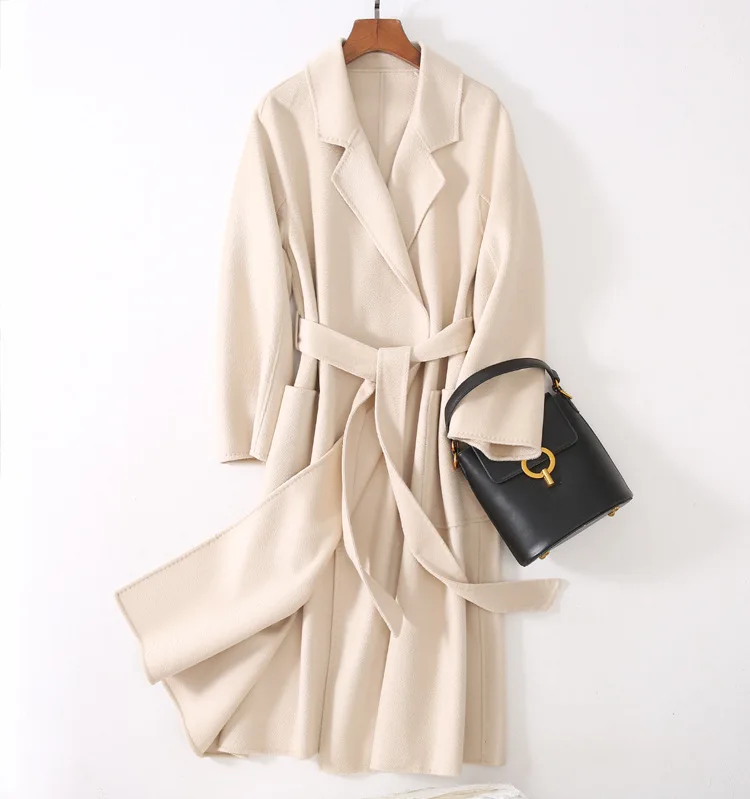 Brand High Quality Double-Sided Female Cashmere Coat Solid Color Long Lengthen Women's Woolen Coat Winter Wool Cloak Plus Size Leather Jackets