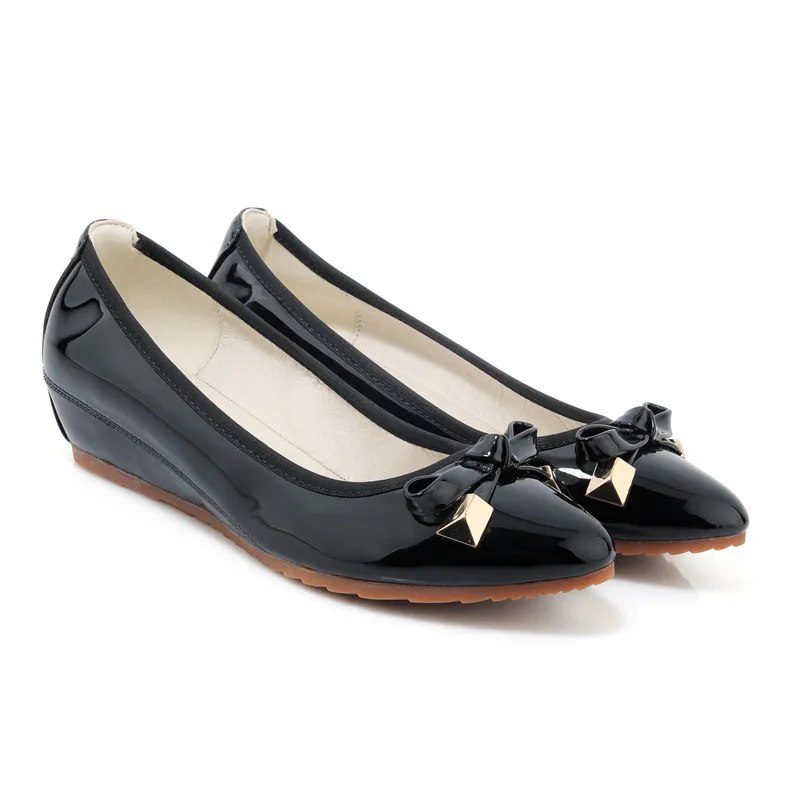 

B2-7 Size 34-40 Office Ladies Solid Color Wedges Shoes Female Bowknot Slip-on Shoes Woman Comfort Spring Autumn Shoes Women Shoe