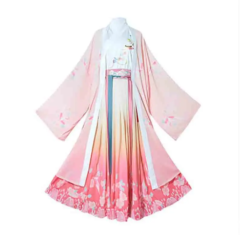 Женское китайское традиционное платье Hanfu с вышивкой розового цвета Женский