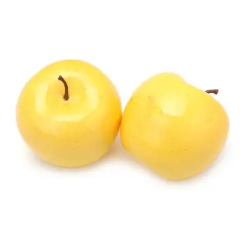 

Realistic Lifelike Artificial Fruit Apple Bright Yellow Color Kitchen Fake Display Food Decor Craft 57BB