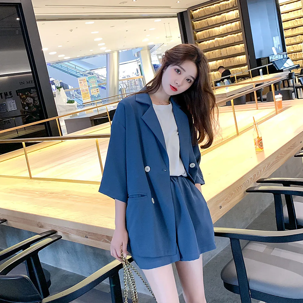

Photo Shoot Shorts Suit WOMEN'S Suit 2019 Summer New Style Slimming Half-sleeve Shirt Thin Online Celebrity Very Fairy Two-Piece