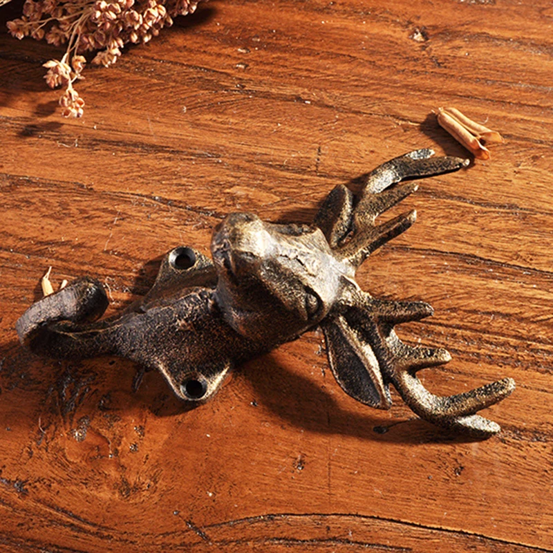 

1x Wall Door Metal Retro Deer Hook Hanger Home Decor For Clothes Coat Bags