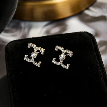 

LATS Hypoallergenic Western Elegant Stud Earrings Hollow Flash Rhinestone Earrings for Women 2020 Kolczyki Fashion Jewelry