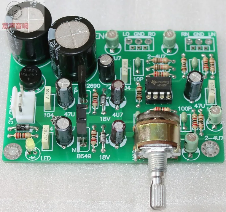 KYYSLB AC Dual 12V~ 20V NE5532/TL082 Op Предварительный усилитель мини-набор предусилителя 83 мм* 59 мм моно силовая плата