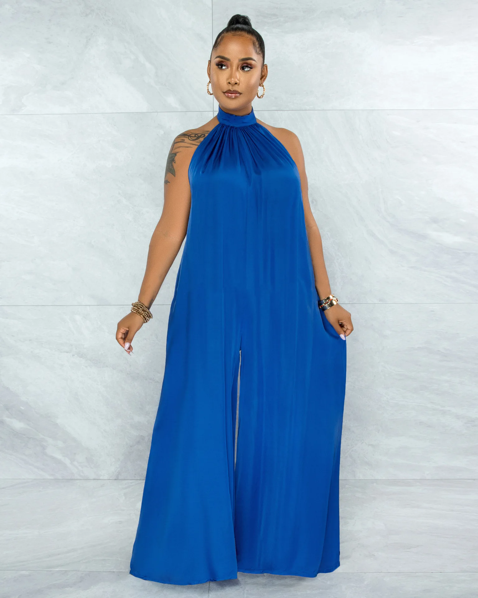Romper Longgar Tanpa Bahu Jumpsuit 