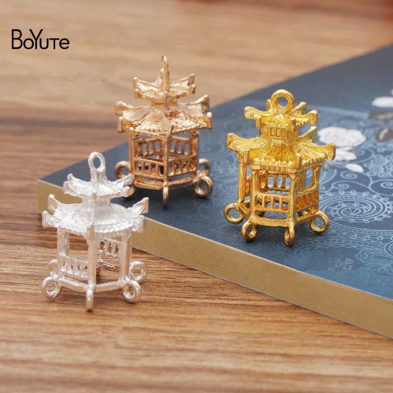 

BoYuTe 10Pcs 24.5*30MM Metal Alloy Pavilion Pendant with 7 Loops Diy Hand Made Jewelry Accessories Parts