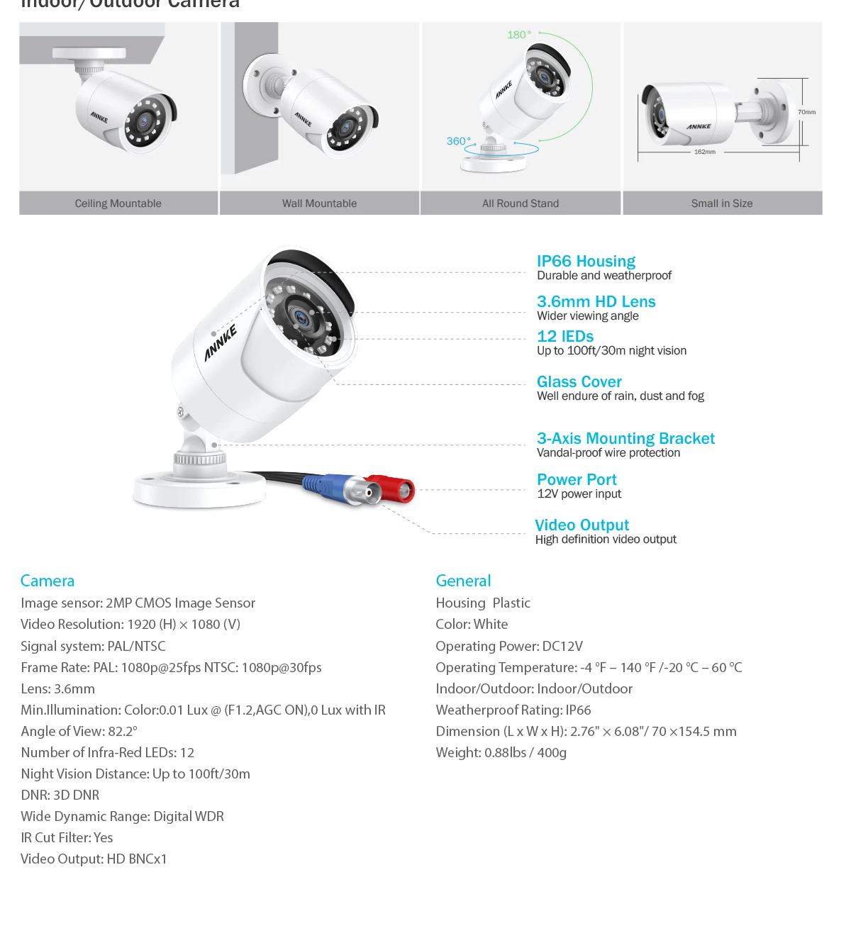 ANNKE 4CH 5-в-1 цифровой видеорегистратор, система CCTV 4CH 2,0 Мп ИК IP66 Наружные камеры безопасности 1080P HDMI система видеонаблюдения TVI DVR комплект видеонаблюдения