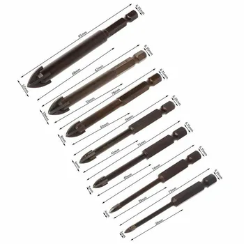 

Glass Drill Bits 4 Cutting Edges Cross Spear Head Drilling Accessories