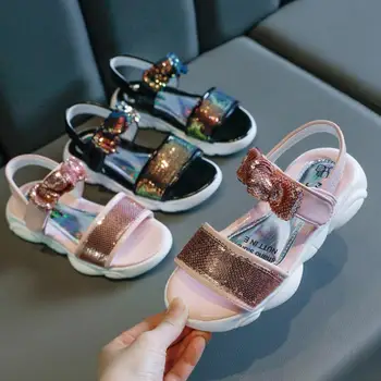 

Fashion Bow Kids Girls Summer Shoes New Leather Sandals Girl Beach Sandals For Child Princess Rome Shoes 4 5 6 7 8 9 10 11 12