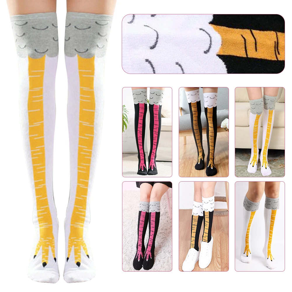 Рождественские носки, женские высокие Носки с рисунком курицы, Хлопковые женские носки с 3D принтом, забавные высокие носки с животными, забавный подарок