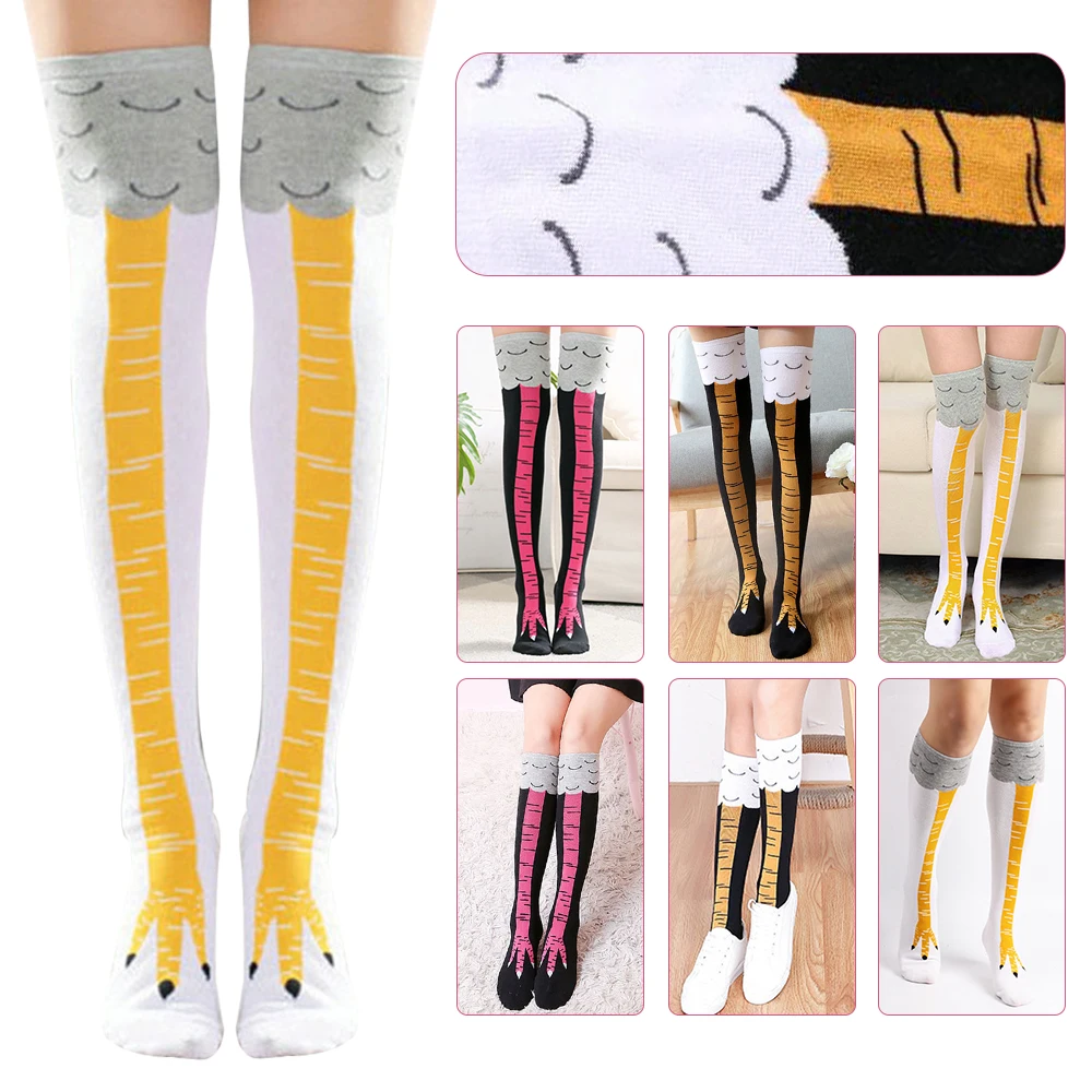 New Year Sock Chicken Women High Socks Cartoon Cotton Claw Ladies 3D Print Funny Animal Gift | Дом и сад