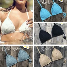 Женский вязаный Бикини Топ, цельный раздельный купальник, кружевной бюстгальтер без косточек, сексуальный укороченный топ, пляжная одежда, монокини, новинка