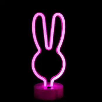 

Decorative Cute Rabbit Lamp Neon Light LED Night Light Desktop Lamp With USB Port Without Battery