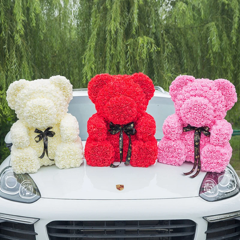 

2019 Hot Sale 70cm Bear of Roses Artificial Flowers Home Wedding Festival DIY Cheap Wedding Decoration Gift Box Wreath Crafts