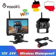 Podofo – moniteur de caméra de recul sans fil LCD 7 pouces HD 12V 24V, pour voiture, camion, Bus, RV, remorque, pelle