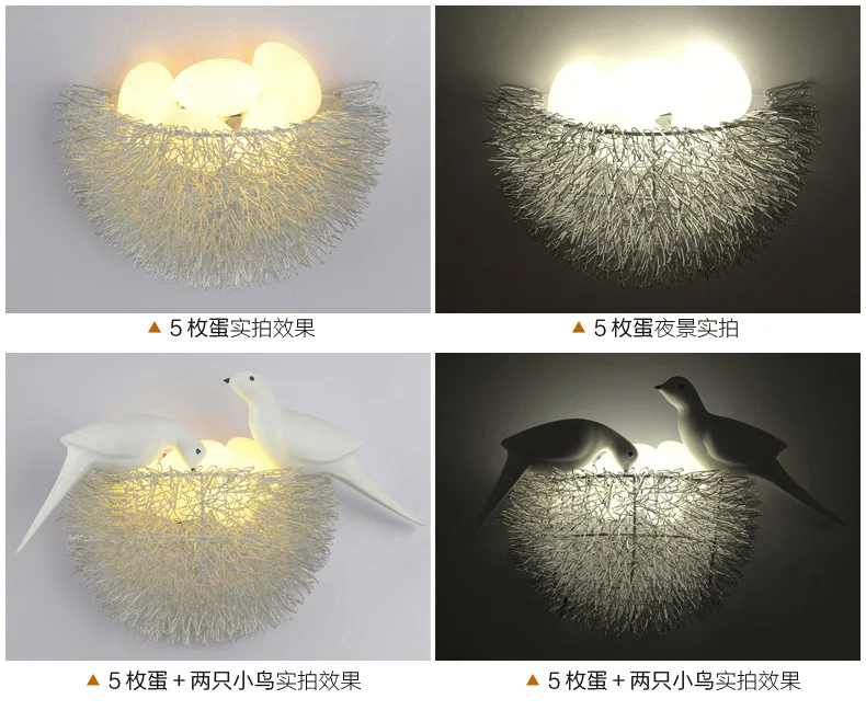 Золотой Птичье гнездо, светодиодный настенный светильник, Современное украшение для дома, рядом с лампой, 3D птички, настенный светильник для детей, гостиной, кабинета, настенный светильник