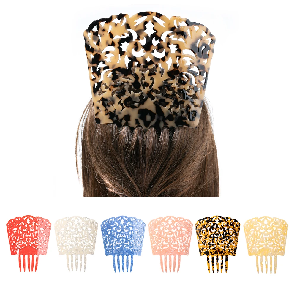 Vintage High Hair Combs Colorful Acetate Hair Accessories Faux Tortoise shell Hair clips Flamenco Headdresses Women Comb jewelry