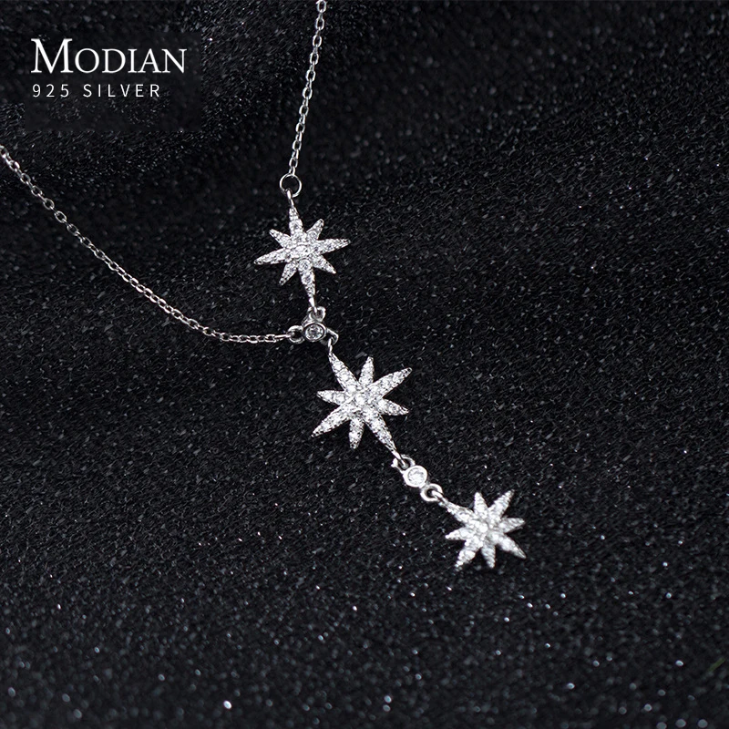 Цепочка Modian из настоящего серебра 925 пробы со сверкающим прозрачным