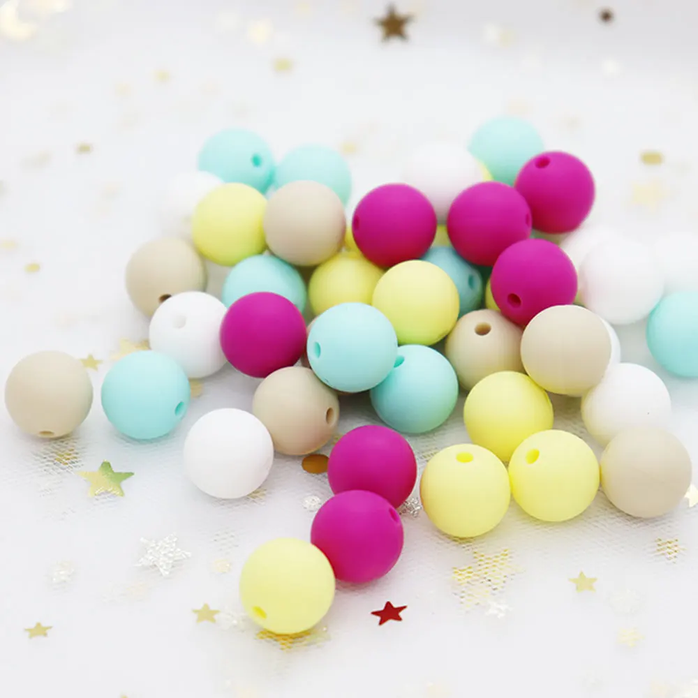 500Pcs Round Perle Silicone Beads 12mm Siliconen Kralen BPA Free Silicone Dentition Mordedor Bead DIY Teething Necklace Baby Toy